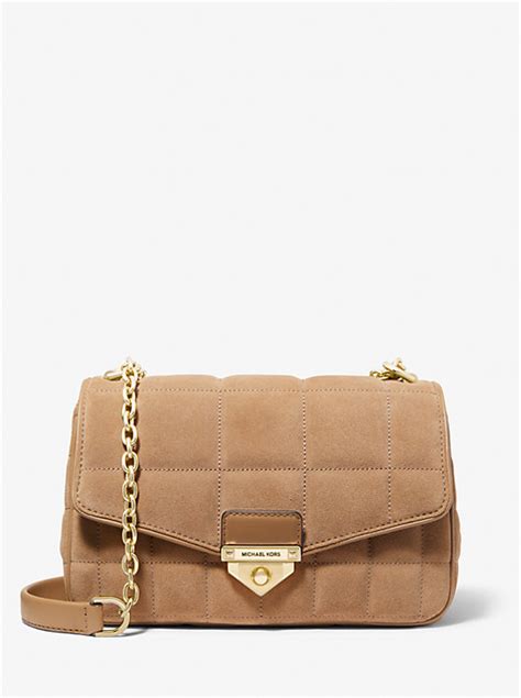 SoHo Large Quilted Suede Shoulder Bag 